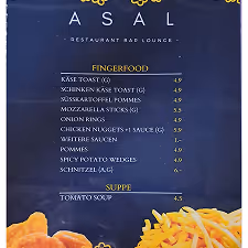 ASAL Restaurant Speisekarte